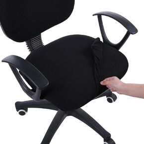 Smiry Stretch Jacquard Office Computer Chair Covers, Removable Washable Universal Desk Rotating Chair Slipcovers Protector, Seat + Backrest Cover, Black