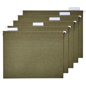 Amazon Basics Hanging File Folders, Letter Size, Standard Green, 1/5-Cut Tabs, 75 Count per box