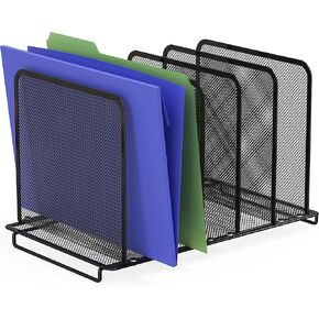 Simple Houseware 5 Section Expandable Upright File Sorter Organizer, Black