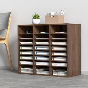 VEVOR Literature Organizers, 12 Compartments Office Mailbox with Adjustable Shelves，Wood Literature sorter 20.4x12x16.1 inches for Office, Home, Classroom, Mailrooms Organization, EPA Certified Black