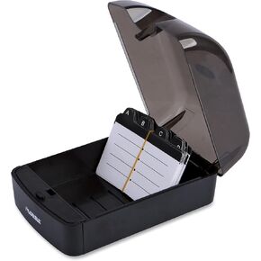 Desktop Card File, 350 Card Capacity, Black Clear