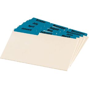 Oxford Durable Index Card Guide, 4 x 6, Jan - Dec, Blue (04613)