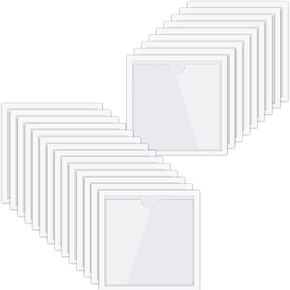 Chinco 30 Pack Self-adhesive Index Card Pockets with Top Open for Loading - Ideal Index Card Holder for Organizing and Protecting - Crystal Clear Plastic(3.7 x 2.3 Inches)