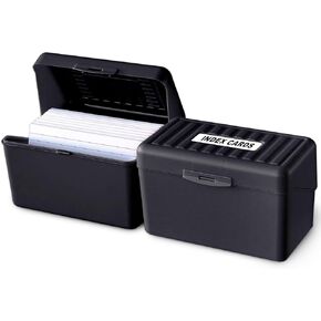 Olivo Index Card Holder Box 3x5 Flash Note Card Holder Storage File Box Organizer Case for 3"x5" Cards, 4 Colors Pack