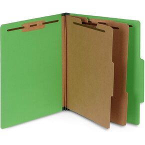 10 Green Classification Folders, 2 Divider, 2 Inch Tyvek expansions, Durable 2 Prongs Designed to Organize Standard Medical Files, Law Client Files, Office Reports, Letter Size, Green, 10 Pack