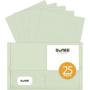 SUNEE Folders with Pockets (25 Pack, Vintage Colors), 2 Pocket Folders Fit Letter Size Paper, Paper File Folder for School Office Home Business
