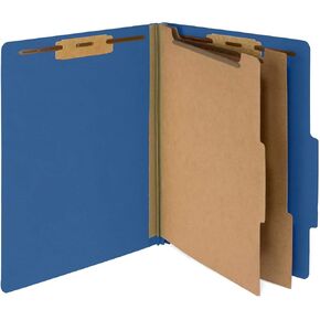 10 Dark Blue Classification Folders with Dividers - Employee Personnel File Folders – 2 Inch Tyvek Expansions with 2 Prongs for Medical and Law Files - Classification Folders 2 Dividers Letter Size