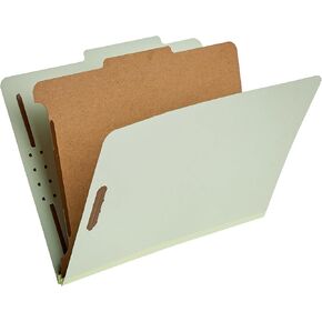 Amazon Basics Classification Folder, 100% Recycled, 2 Dividers, 2" Embedded, 12.17 x 10.39 Inch (Letter), Light Blue, 10 Count per Box