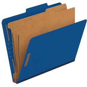 Pendaflex® Classification Folders, 2 Dividers, 2" Fasteners, Letter, Dark Blue, 10/Box (24132P)