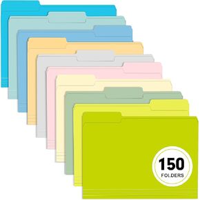 File Folder, RAZCC 150 Pack 1/3 Cut Tab File Folders Letter Size, Creen, Colored Folders with Tab Great for Organizing and Easy File Storage