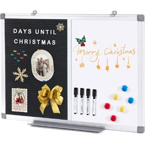 Combination Magnetic Whiteboard & Fabric Board,Dry Erase Board Bulletin Board 36x24inches Combo Vision Board for Wall,Home,School,Office
