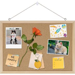 Cork Board Bulletin Board,17"X 12" Cork Board for Office with Pin Oak Wood Boards,Hanging Corkboards for Office Home School Message Board or Vision Board Decoration.