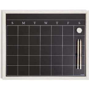 U Brands Magnetic Chalk Calendar Board, 20"x16", Rustic Wood Style Frame, includes Chalk Pencils and Magnet