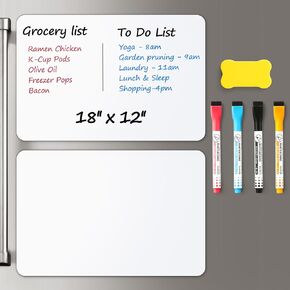 2 PCS Magnetic Dry Erase Whiteboard for Fridge, 14"x11" Reuasble & Erasable White Board Sheet for Refrigerator, Freezer - Smooth & Flexible Magnet Blank Notepad for Home, Kitchen Organizer and Planner