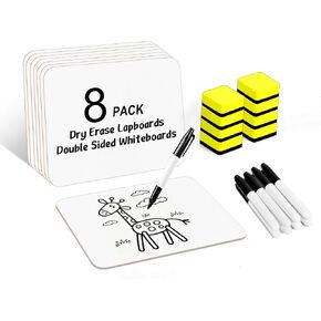 Dry Erase Lapboards, HERKKA 25 Pack Double Sided Dry Erase Lap Boards 9 x 12.5 Inch, 25 Markers, 25 Erasers, Small Dry Erase Boards for Students Classroom Teacher Supplies