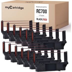 myCartridge 12-Packs Compatible Ink Ribbon Replacement for Star RC700 SP700 SP712 SP712R SP717 SP742R SP747 SP740 (Black/Red)