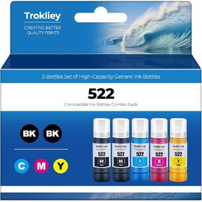522 Ink Refill Bottles ET-2800 ET-4800 ET-2400 ET-2803 Ink Refill Replacement for Epson 522 Ink Refill Bottles Compatible for Ecotank for ET-2720 ET-4700 ET-4810 ET-2840 Printer (Not Subli Ink)