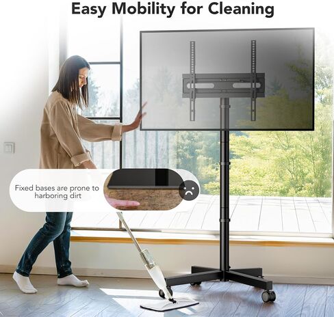 Mobile TV Stand for 23-60 Inch LCD LED Flat/Curved Panel Screen TVs, Rolling TV Cart Holds up to 88Lbs Portable Stand with Shelf Rolling Floor Max VESA 400x400mm in Saudi Arabia