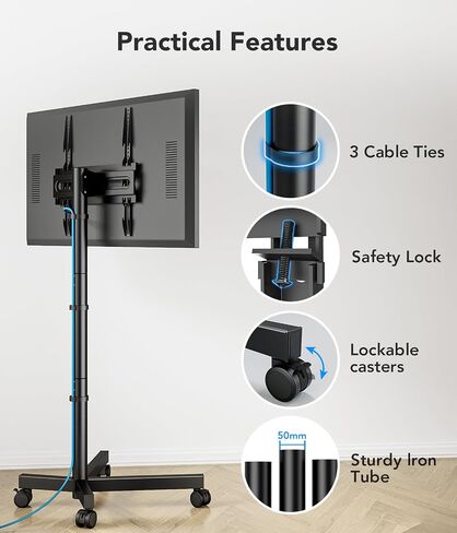 Mobile TV Stand for 23-60 Inch LCD LED Flat/Curved Panel Screen TVs, Rolling TV Cart Holds up to 88Lbs Portable Stand with Shelf Rolling Floor Max VESA 400x400mm in Saudi Arabia