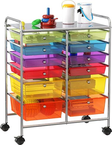 Simple Houseware Utility Cart with 12 Drawers Rolling Storage Art Craft Organizer on Wheels in Kuwait