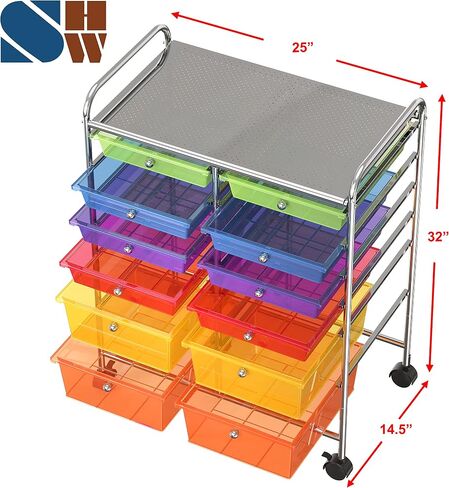Simple Houseware Utility Cart with 12 Drawers Rolling Storage Art Craft Organizer on Wheels in Kuwait