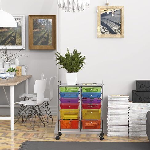 Simple Houseware Utility Cart with 12 Drawers Rolling Storage Art Craft Organizer on Wheels in Kuwait