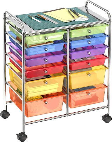 Simple Houseware Utility Cart with 12 Drawers Rolling Storage Art Craft Organizer on Wheels in Kuwait