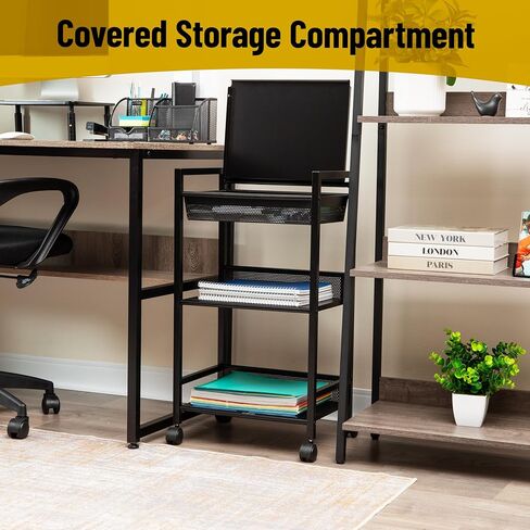 Mind Reader Cart with Drawers, Office Organizer, Storage, Bathroom, Metal Mesh, 15.75"L x 13"W x 24.25"H, Black in Kuwait