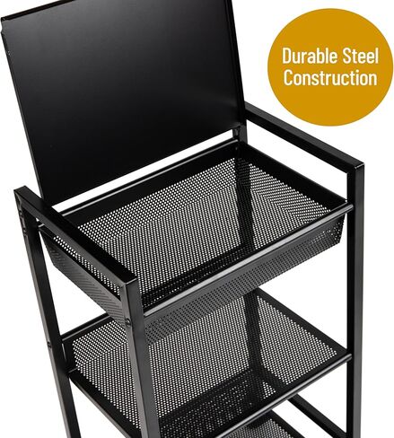 Mind Reader Cart with Drawers, Office Organizer, Storage, Bathroom, Metal Mesh, 15.75"L x 13"W x 24.25"H, Black in Kuwait