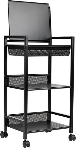 Mind Reader Cart with Drawers, Office Organizer, Storage, Bathroom, Metal Mesh, 15.75"L x 13"W x 24.25"H, Black in Kuwait