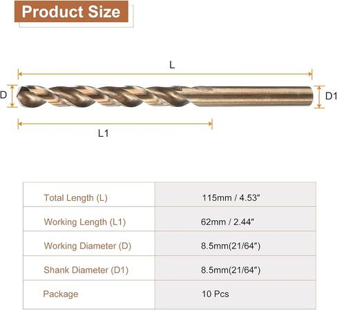 Harfington 5pcs M35 Cobalt Twist Drill Bit 3.3mm (1/8 ") DIA بتات مترية عالية السرعة مع طلاء التيتانيوم للحفر المعادن الصلبة ، الفولاذ المقاوم للصدأ ، الفولاذ الزمني ، الحديد الزهر in Saudi Arabia