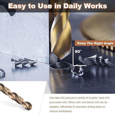 Harfington 5pcs M35 Cobalt Twist Drill Bit 3.3mm (1/8 ") DIA بتات مترية عالية السرعة مع طلاء التيتانيوم للحفر المعادن الصلبة ، الفولاذ المقاوم للصدأ ، الفولاذ الزمني ، الحديد الزهر in Saudi Arabia