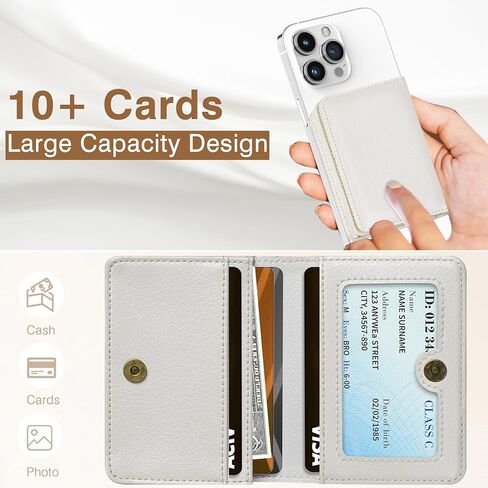LOHASIC Magnetic Phone Wallet Card Holder for Phone Case Compatible with MagSafe, Fits 10+ Cards RFID Blocking PU Leather Wallet for iPhone 16/15/14/13/12 Pro Max Plus Series, Black in Kuwait