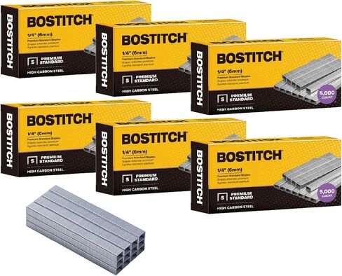 Bostitch Office Premium Standard Staples, 1/4" Length, High-Carbon Steel, 5000 Per Box, 5-Pack in Saudi Arabia