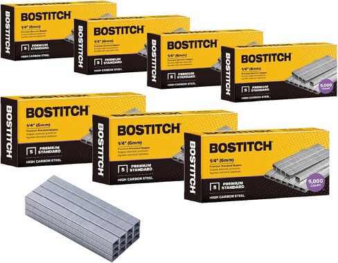 Bostitch Office Premium Standard Staples, 1/4" Length, High-Carbon Steel, 5000 Per Box, 5-Pack in Saudi Arabia