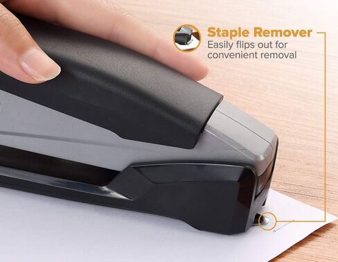 Bostitch Office Executive 3 in 1 Stapler, Includes 210 Staples and Integrated Staple Remover, One Finger Stapling, No Effort, 20 Sheet Capacity, Spring Powered Stapler, Black/Gray (INP20) in Kuwait