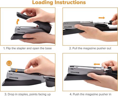 Bostitch Office Executive 3 in 1 Stapler, Includes 210 Staples and Integrated Staple Remover, One Finger Stapling, No Effort, 20 Sheet Capacity, Spring Powered Stapler, Black/Gray (INP20) in Kuwait