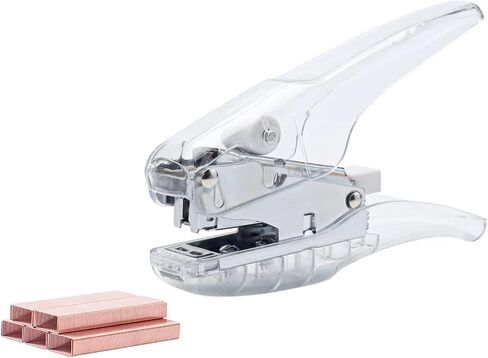 NatsumeBasics Plier Stapler بدون جهد و 1000 من المواد الغذائية الذهب الوردية ، دباسة الوردي الواضحة المحمولة 25 ورقة الدبابيس الثقيلة للخدمة الإكسسوارات (الوردي) in Kuwait