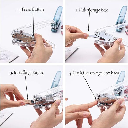 NatsumeBasics Plier Stapler بدون جهد و 1000 من المواد الغذائية الذهب الوردية ، دباسة الوردي الواضحة المحمولة 25 ورقة الدبابيس الثقيلة للخدمة الإكسسوارات (الوردي) in Kuwait