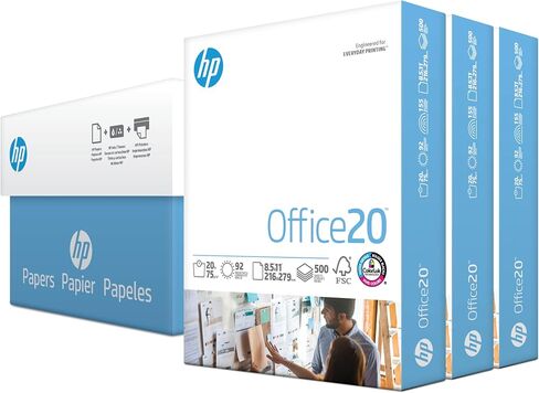 HP Printer Paper | 8.5 x 11 Paper | Office 20 lb | 3 Ream Case - 1500 Sheets | 92 Bright | Made in USA - FSC Certified | 112090C, White in Saudi Arabia
