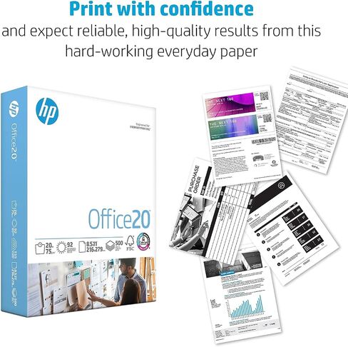 HP Printer Paper | 8.5 x 11 Paper | Office 20 lb | 3 Ream Case - 1500 Sheets | 92 Bright | Made in USA - FSC Certified | 112090C, White in Saudi Arabia