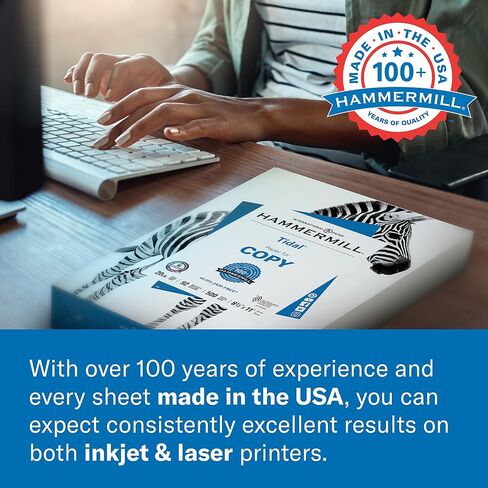 Hammermill Printer Paper, 20 lb Copy, 8.5 x 11-8 Ream (4,000 Sheets) - 92 Bright, Made in the USA in Kuwait