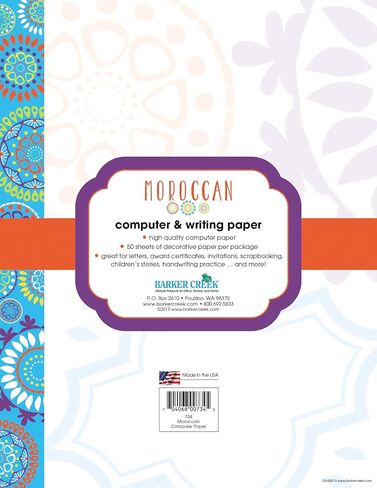 BARKER CREEK Designer Computer Paper, Neon Flower Power, 8.5" x 11", Decorative Printer Paper, Stationery, 50 Sheets per Pkg, Home, School and Office Supplies (730) in Saudi Arabia