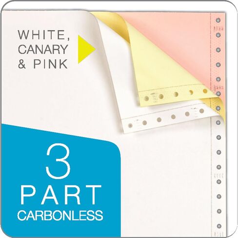 TOPS Continuous Computer Paper, 3-Part Carbonless, Removable 0.5 Inch Margins, 9.5 x 11 Inches, 1100 Sheets, White/Canary/Pink (55179) in Saudi Arabia