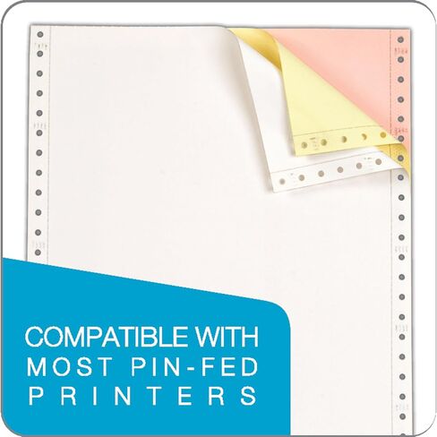 TOPS Continuous Computer Paper, 3-Part Carbonless, Removable 0.5 Inch Margins, 9.5 x 11 Inches, 1100 Sheets, White/Canary/Pink (55179) in Saudi Arabia
