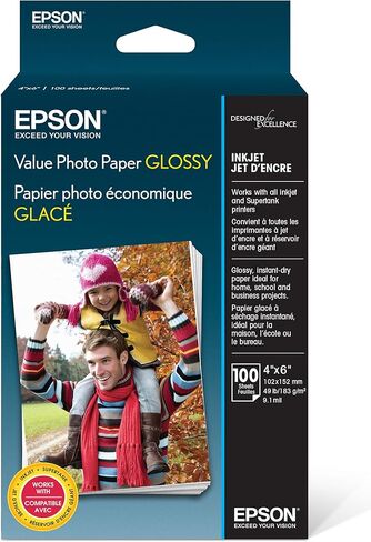 Epson Value Photo Paper Glossy, 4"x6", 100 Sheets (S400034) (Pack of 2) in Kuwait