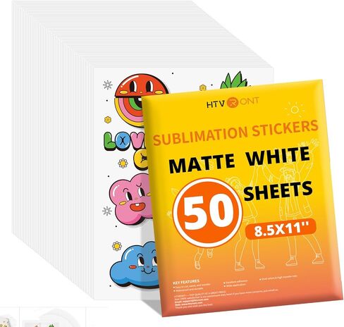 HTVRONT Sublimation Sticker Paper - 50 Pcs Glossy White Waterproof Sublimation Stickers 8.5 * 11in for Decoration in Kuwait