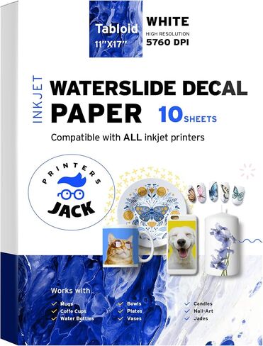 Water Slide Decal Paper Inkjet 20 Sheets A4 Size Premium Water-Slide Transfer Paper Clear Transparent Printable Water Slide Decals for Tumblers, Mugs, Glasses DIY Christmas Gift in Kuwait