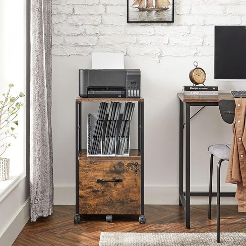 VASAGLE 3 DRIVER FILE CABINET ، خزانة ملفات مع قفل ، حامل الطابعة ، منظم خزانة ملفات المكتب ، لملفات حجم الحروف ، Cloud White UOFC055W14 in Kuwait