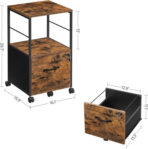 VASAGLE 3 DRIVER FILE CABINET ، خزانة ملفات مع قفل ، حامل الطابعة ، منظم خزانة ملفات المكتب ، لملفات حجم الحروف ، Cloud White UOFC055W14 in Kuwait